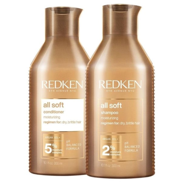 Routine hydratante cheveux secs All Soft Redken