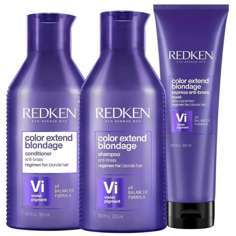 Routine neutralisante Color Extend Blondage Redken, spécialement conçus pour les cheveux blonds, naturels, colorés et/ou méchés.