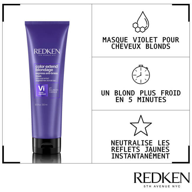 Routine neutralisante Color Extend Blondage Redken, spécialement conçus pour les cheveux blonds, naturels, colorés et/ou méchés.