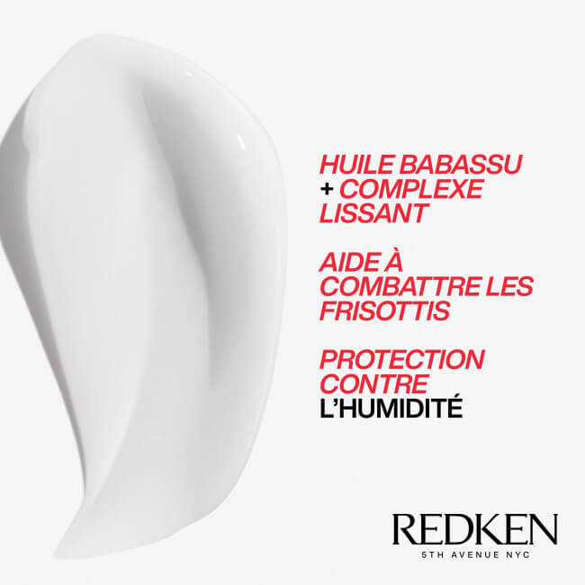 Rotina anti-frizz Frizz Dismiss Redken, para cabelos disciplinados, macios e brilhantes.