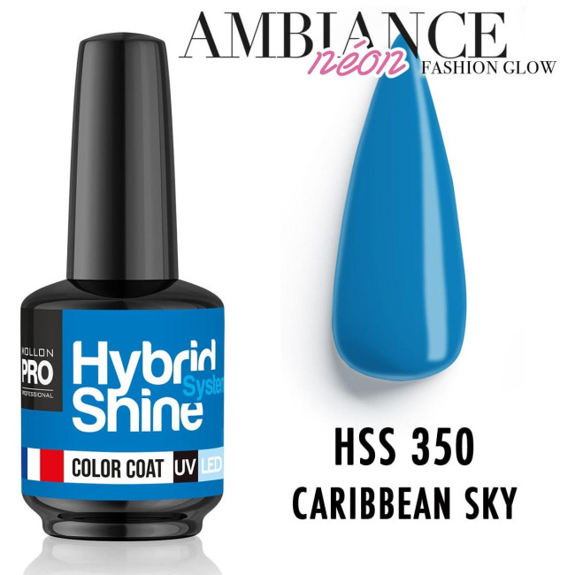 Mini vernis semi-permanent Hybrid Shine n°350 Caribbean Sky Mollon Pro 8ML