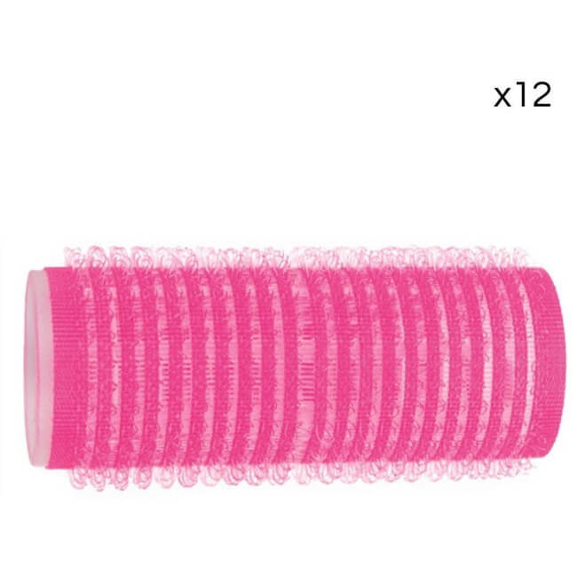 12 rouleaux velcro roses Shophair 24mm