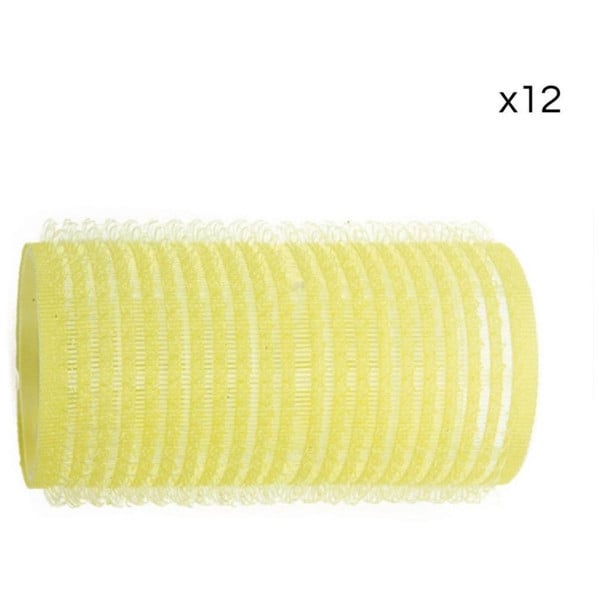 12 yellow Shophair 32mm Velcro rollers