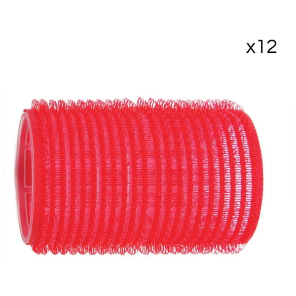 12 red Shophair Velcro rolls 36mm