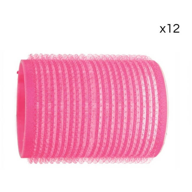 12 rouleaux velcro roses Shophair 44mm