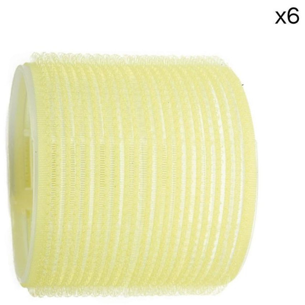 6 gelbe Velcro-Rollen Shophair 65mm
