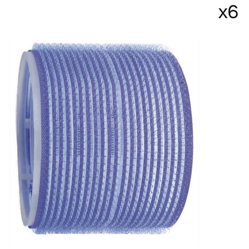 6 blue Shophair velcro rollers 80mm