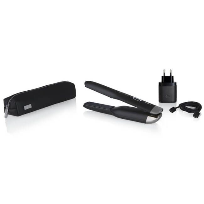 Prancha de cabelo portátil e sem fios Styler ghd unplugged preto.