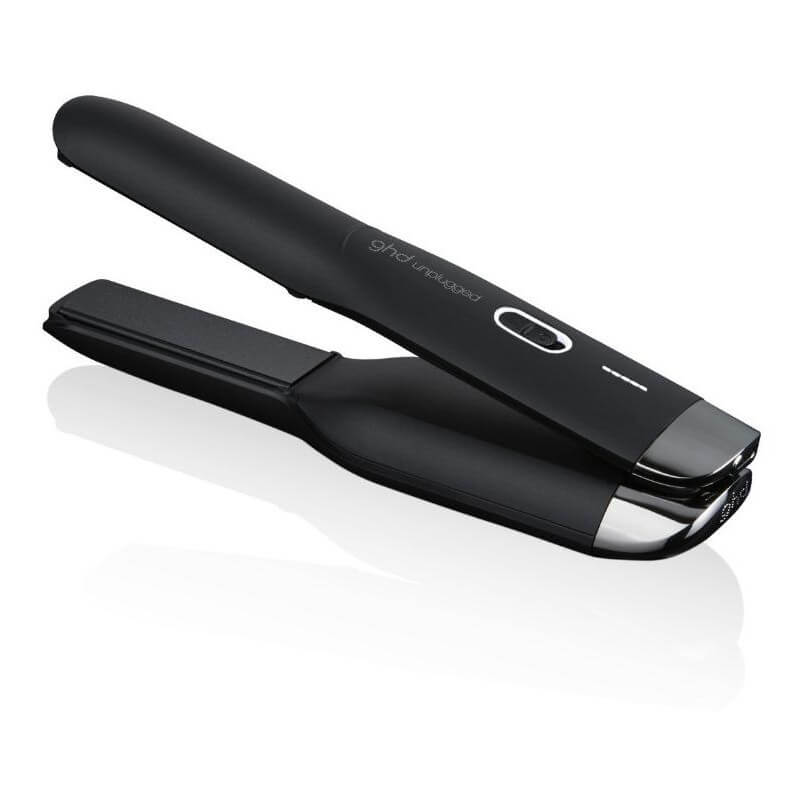Prancha de cabelo portátil e sem fios Styler ghd unplugged preto.