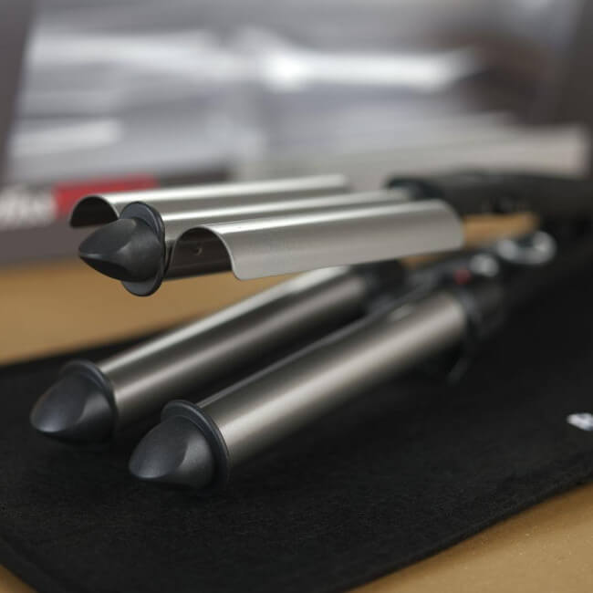 Pinça para ondular cabelo com 3 braços da Babyliss Pro.