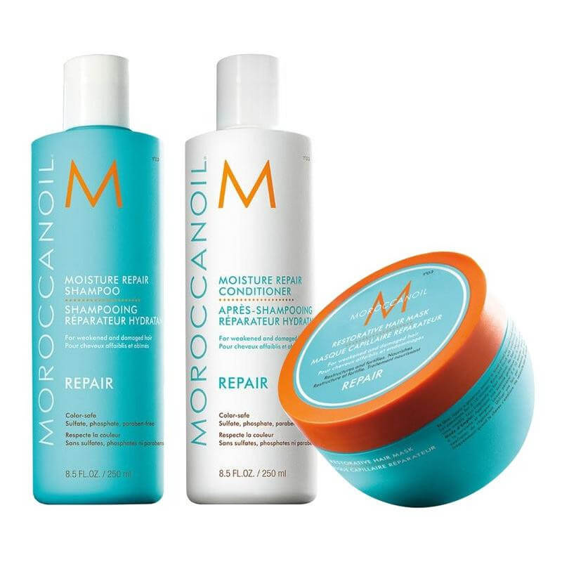 Trio Hydratatie Licht: Shampoo 250 ml + Conditioner 250 ml + Ultralichte Masker 250 ml Moroccanoil