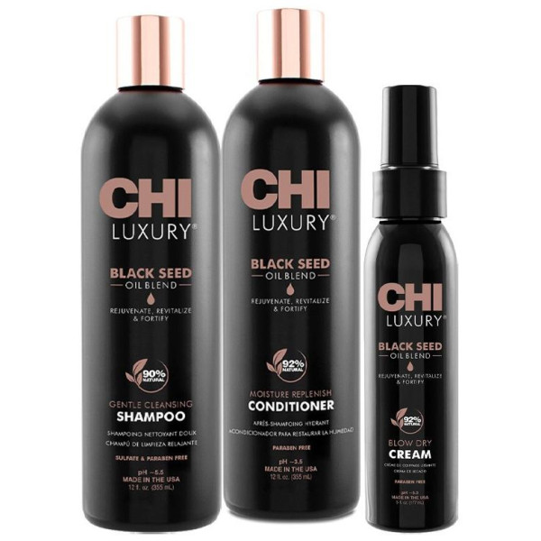Trio shampooing + conditionneur + masque Luxury Black Seed Oil CHI