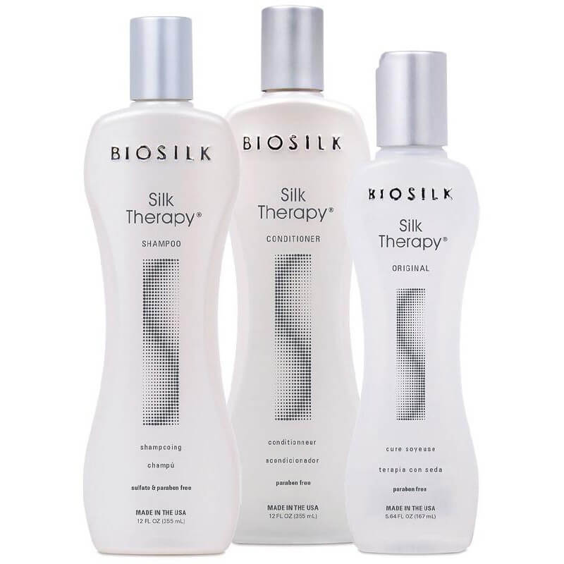 Cure Shampoo + Condicionador + Condicionador sem enxágue Silk Therapy Biosilk