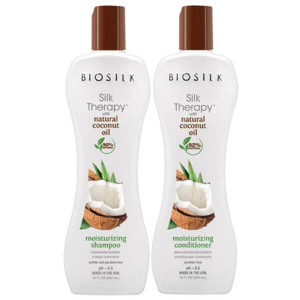 Cure Shampoo + Condicionador + Tratamento sedoso Silk Therapy Óleo de Coco Biosilk Cure Shampoo + Condicionador + Tratamento sedoso Silk Therapy Óleo de Coco Biosilk