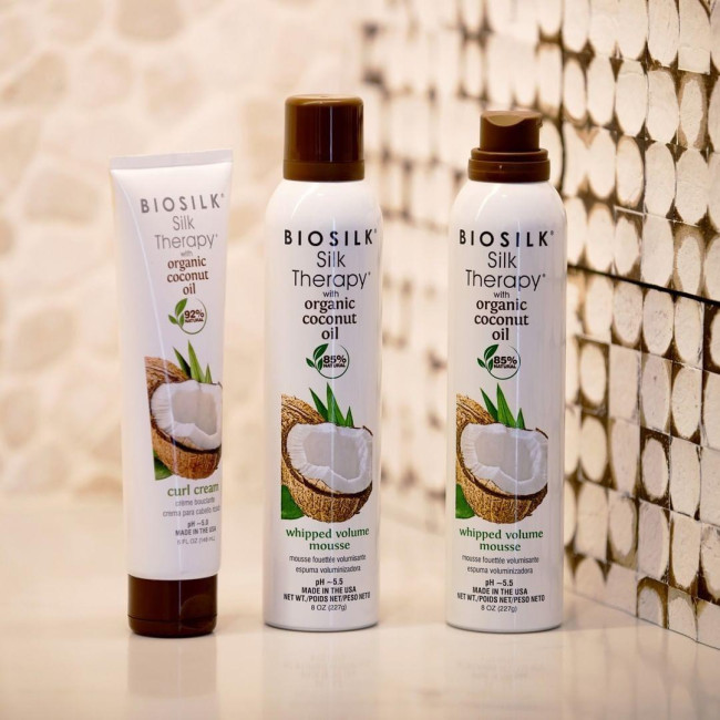 Volume Boosting Mousse Silk Therapy Coconut Oil Biosilk 227g