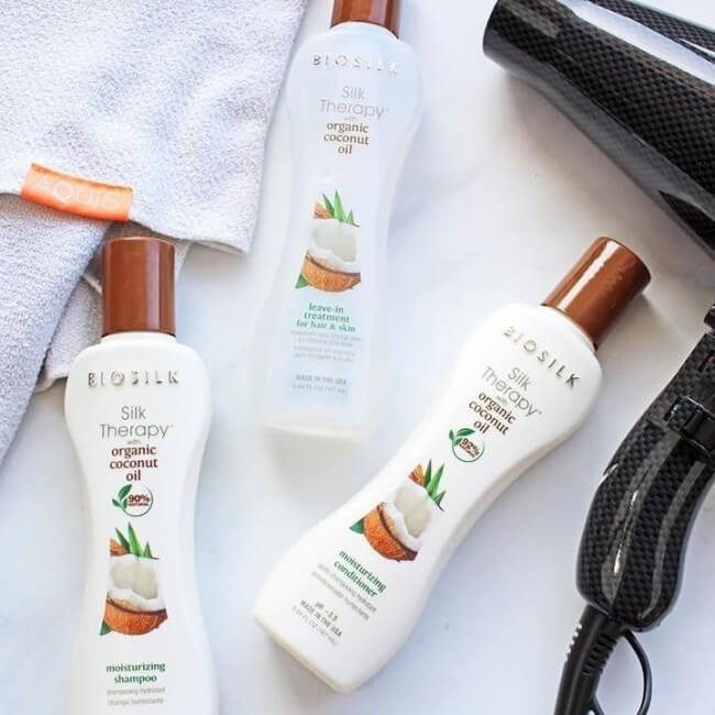 Cure Shampoo + Conditioner + Silky Cure Silk Therapy Kokosöl Biosilk