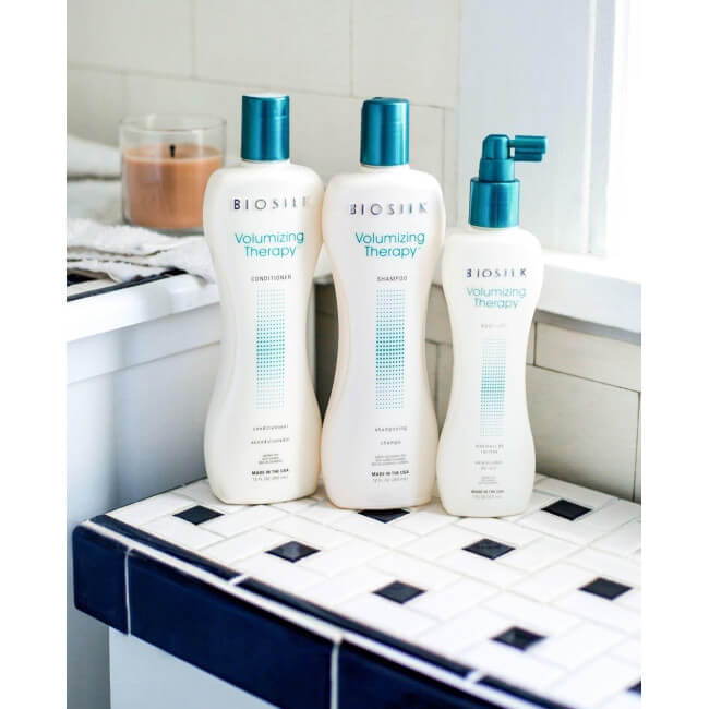 Cura Shampoo + Condicionador + Spray de Terapia Volumizante Biosilk