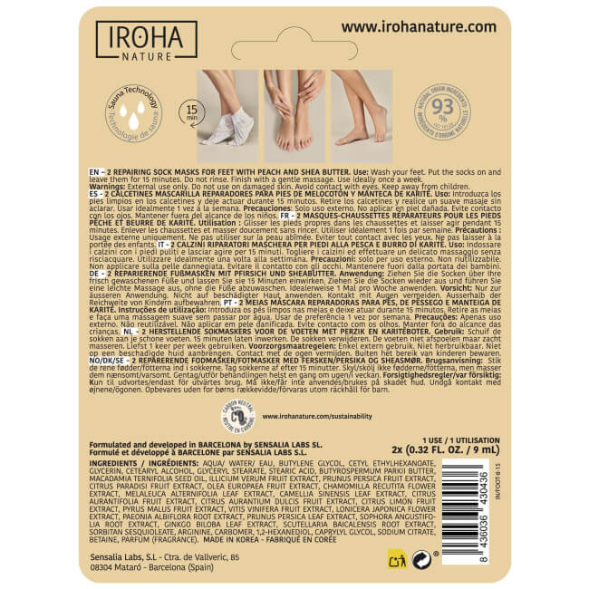 Meias de máscara de hidratação e reparação Iroha Nature