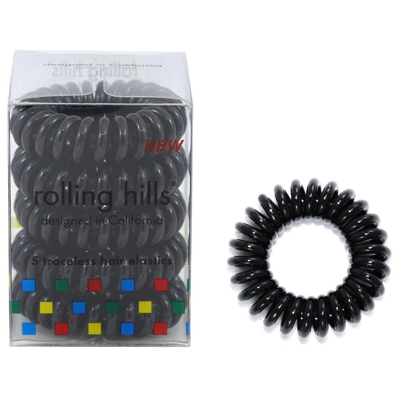 5 black Rolling Hills elastic bands