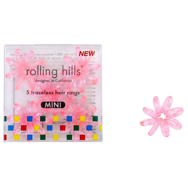 5 mini elásticos de muelles rosados transparentes Rolling Hills