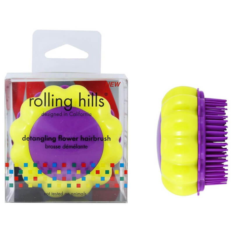 Brosse démêlante Detangler fleur jaune violet Rolling Hills