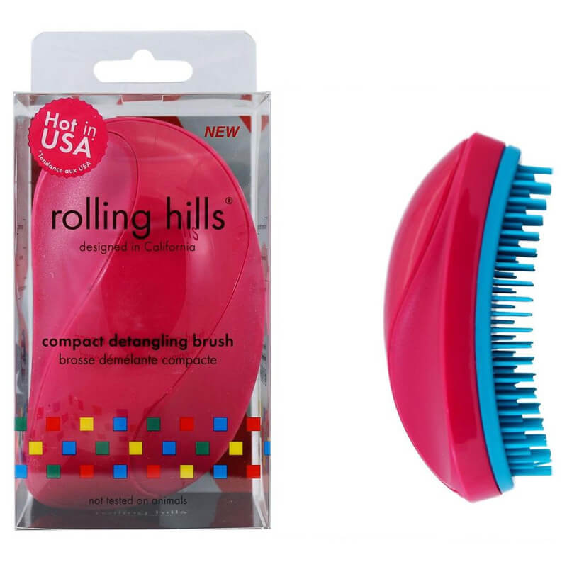 Escova desembaraçadora Detangler compacta rosa escuro Rolling Hills