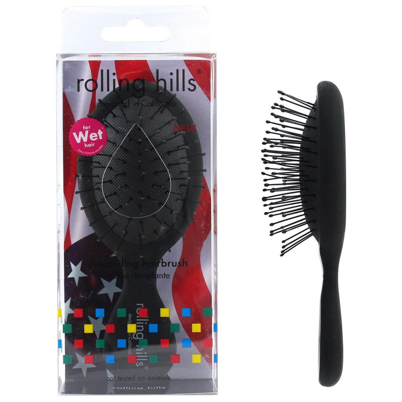 Mini cepillo desenredante Detangler para cabello húmedo negro Rolling Hills