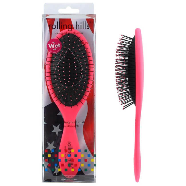 Brosse démêlante Detangler pour cheveux humide rose Rolling Hills