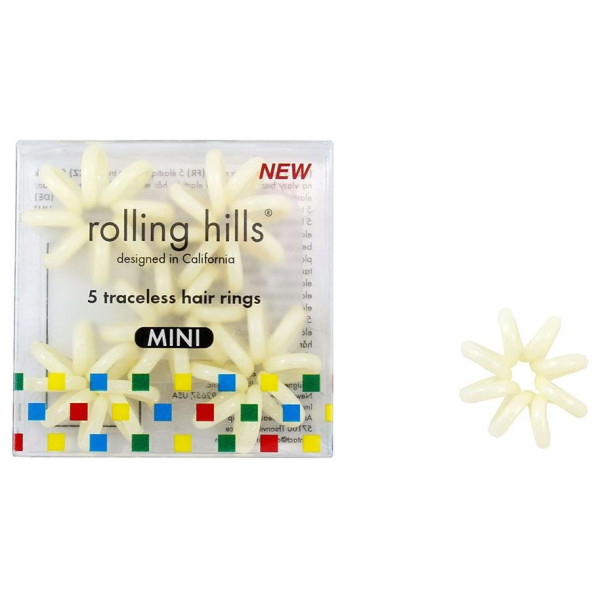 5 Mini-Gummibänder beige mit Federn von Rolling Hills