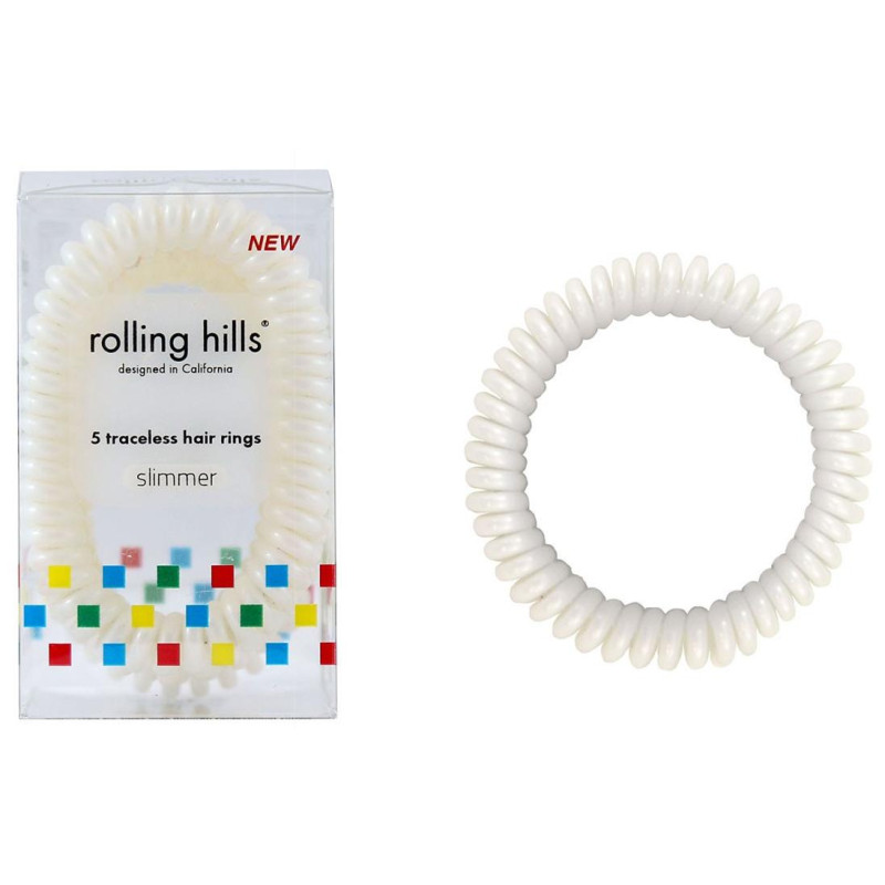 5 thin white Rolling Hills elastic bands