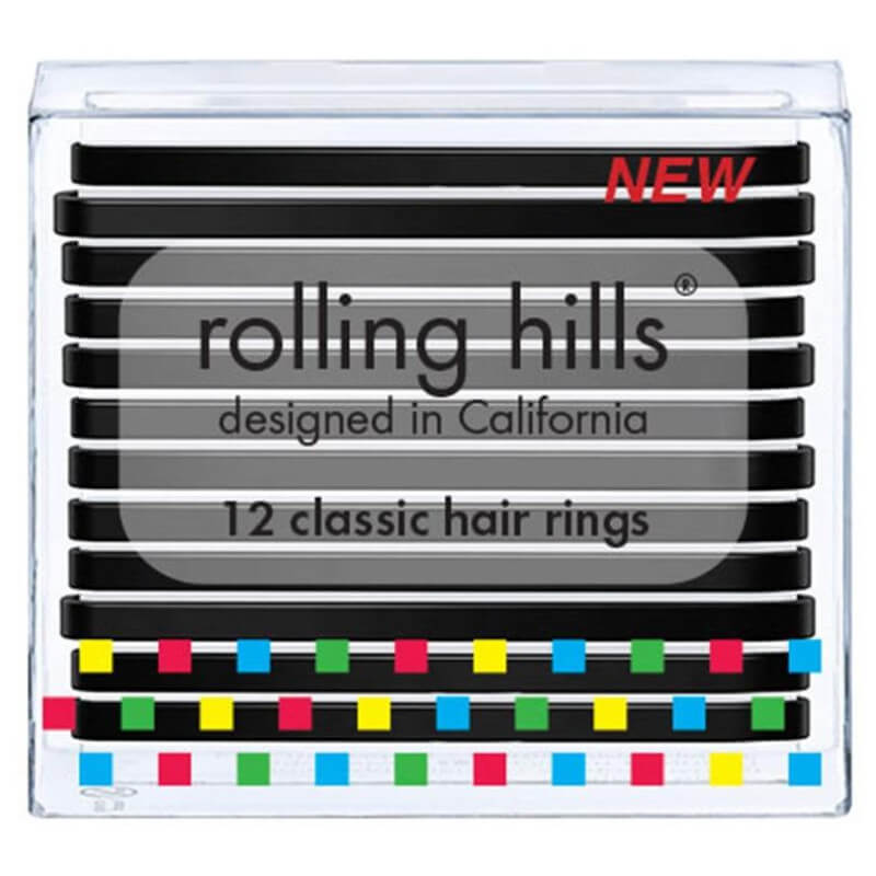 12 classic black Rolling Hills rubber bands