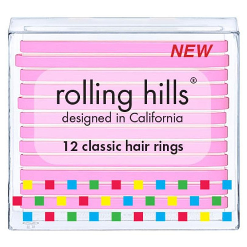 12 transparente rosa klassische Gummibänder von Rolling Hills.