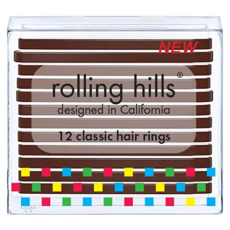 12 klassische braune Gummibänder von Rolling Hills.
