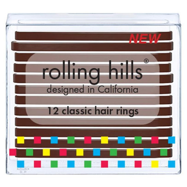 12 klassische braune Gummibänder von Rolling Hills.