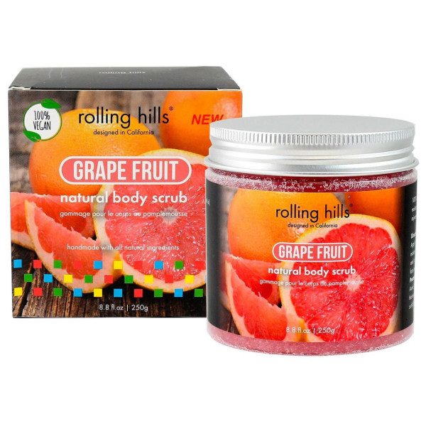 Natural grapefruit body scrub from Rolling Hills.
