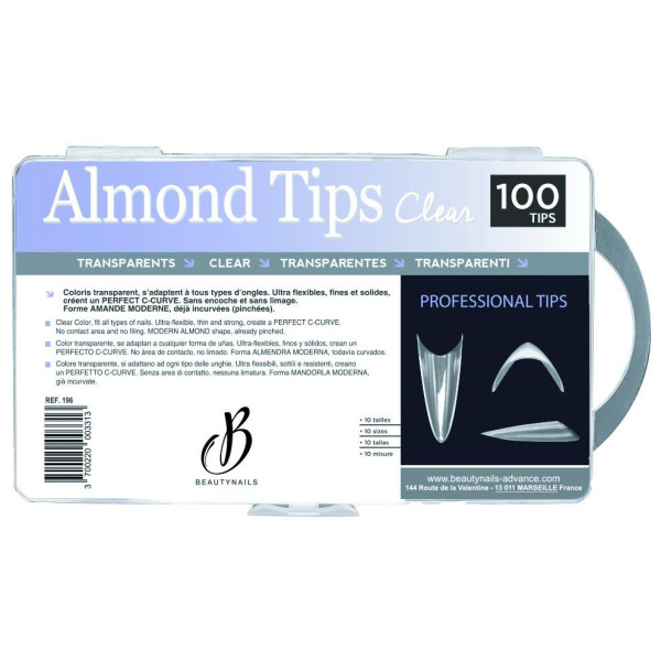 100 tips amande transparents Beautynails