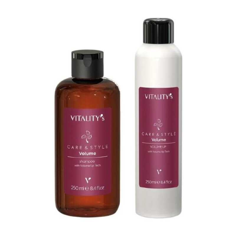 Verpakking met volumespray en shampoo Vitality's