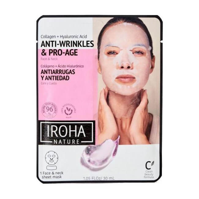 Máscara facial e para o pescoço de algodão anti-envelhecimento IROHA
