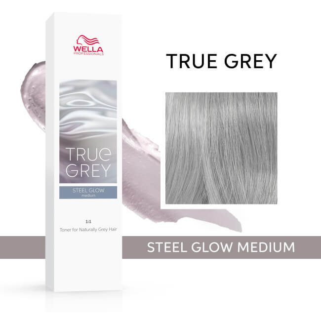 Coloration True Grey Steel Glow Medium Wella 60ML

This text seems to be referring to a hair dye product.