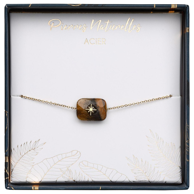Bracelet rectangle pierre naturelle marron Stella Green
