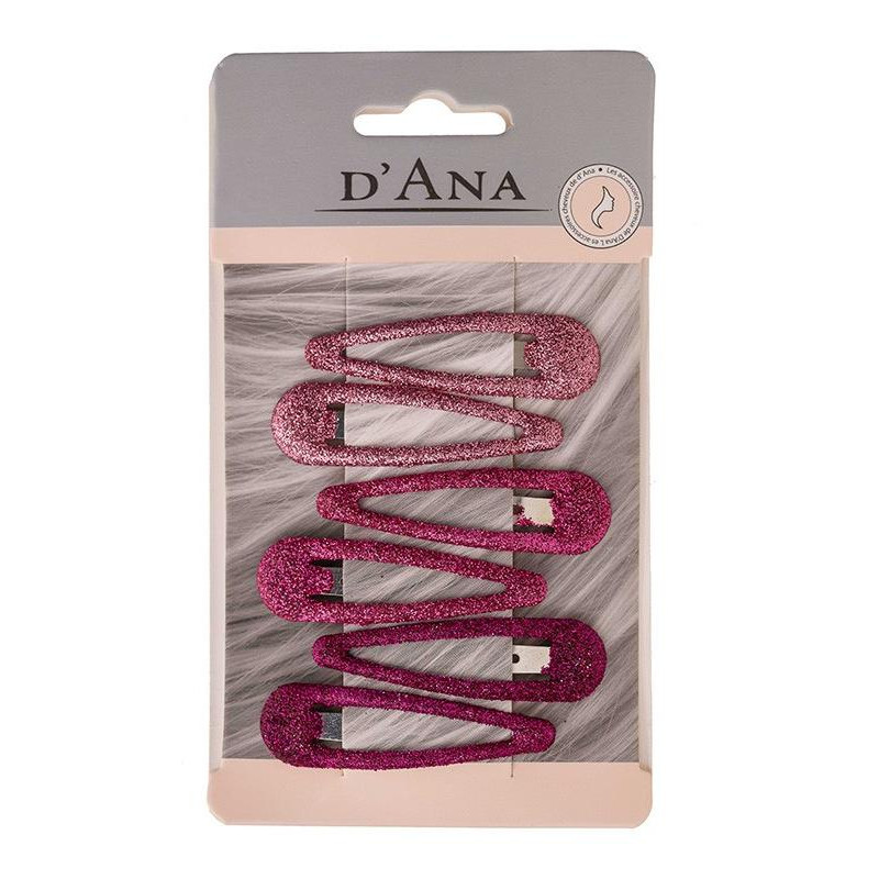 Set of 6 assorted pink glitter click-clack clips Stella Green