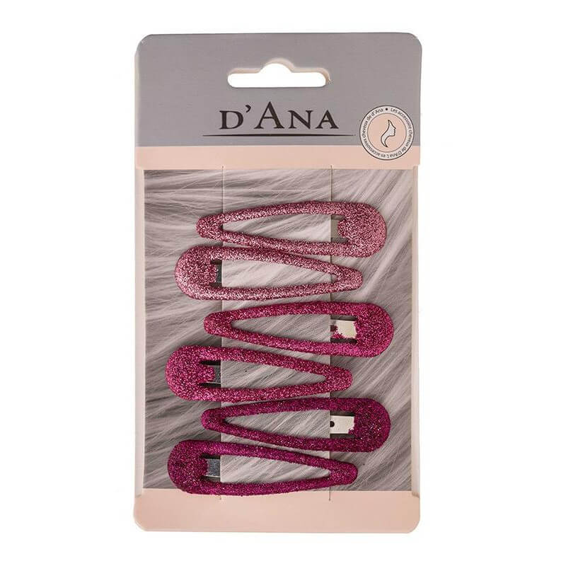 Set of 6 assorted pink glitter click-clack clips Stella Green