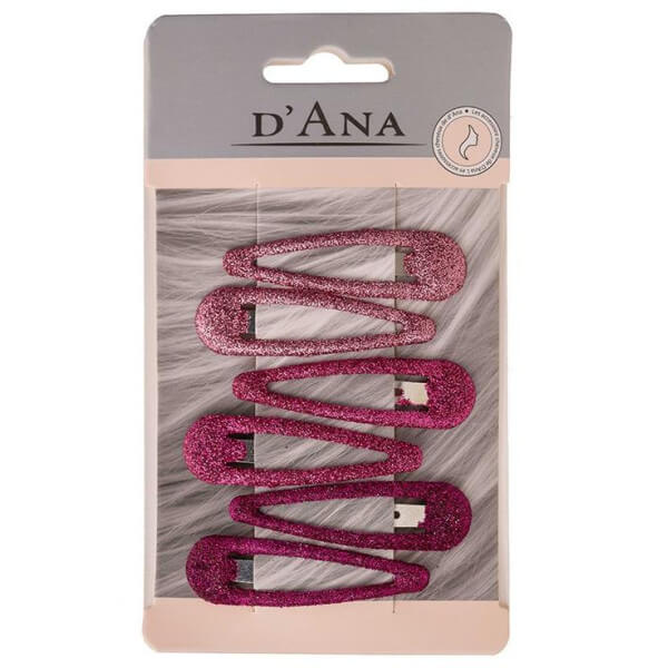 Juego de 6 pinzas click-clack con purpurina rosa surtida Stella Green