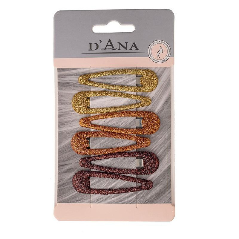 Set of 6 assorted brown glitter click-clack clips Stella Green
