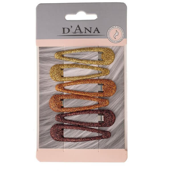 Set of 6 assorted brown glitter click-clack clips Stella Green