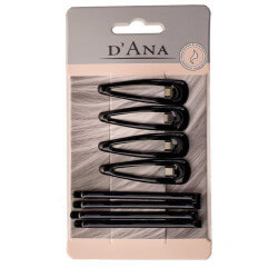 Conjunto de 4 presilhas clic-clac e 4 presilhas guiches pretas Stella Green.