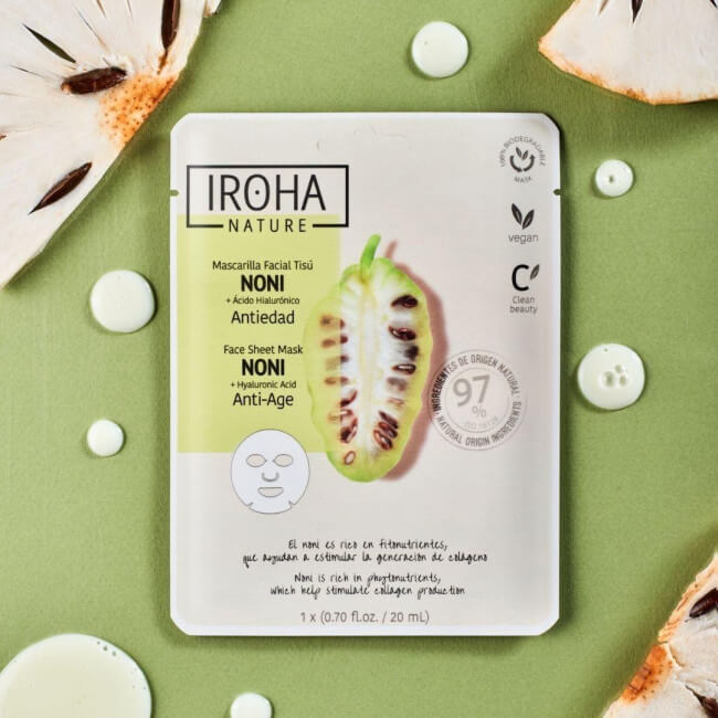 Masker voor anti-aging gezicht met Noni & Hyaluronzuur Natural Extract Iroha Nature