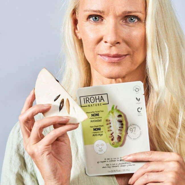 Masker voor anti-aging gezicht met Noni & Hyaluronzuur Natural Extract Iroha Nature