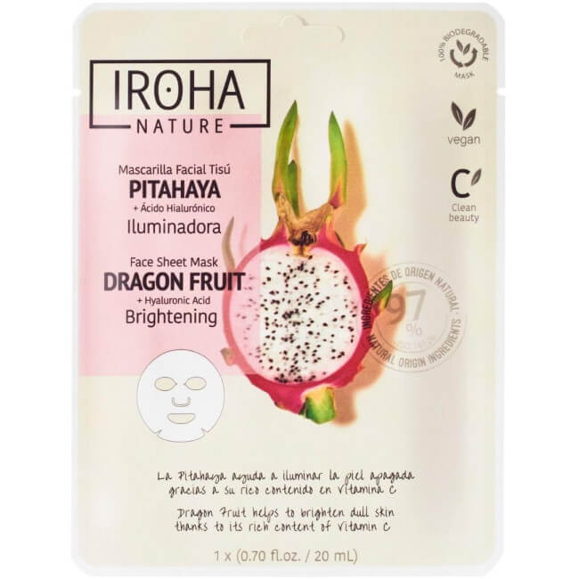 Masque visage met verhelderende werking Pitaya & Hyaluronzuur Natural Extracts Iroha Nature