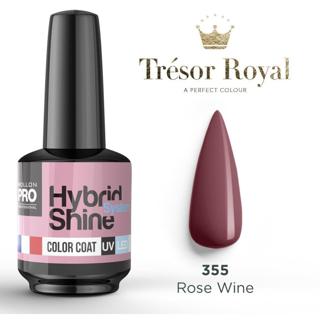 Mini semi-permanent nail polish Hybrid Shine n°355 Rose Wine Tresor Royal Mollon Pro 8ML